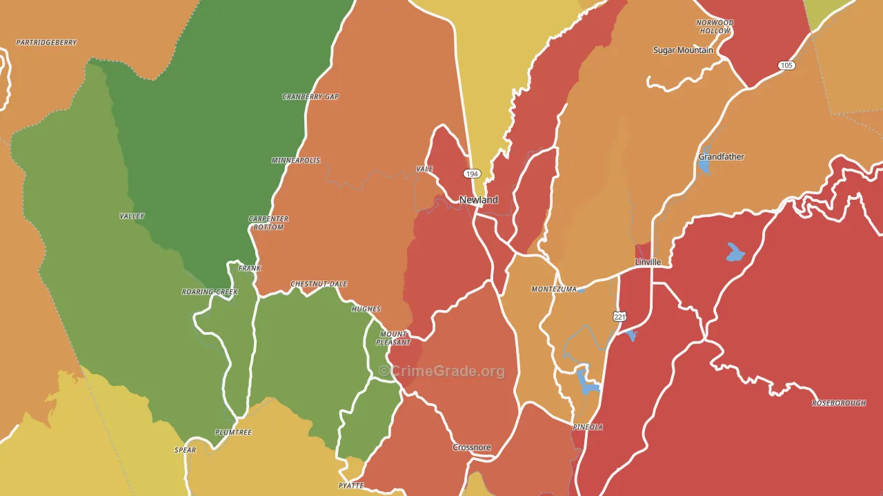 Avery County, NC Map of Drug-Related Crime Rates