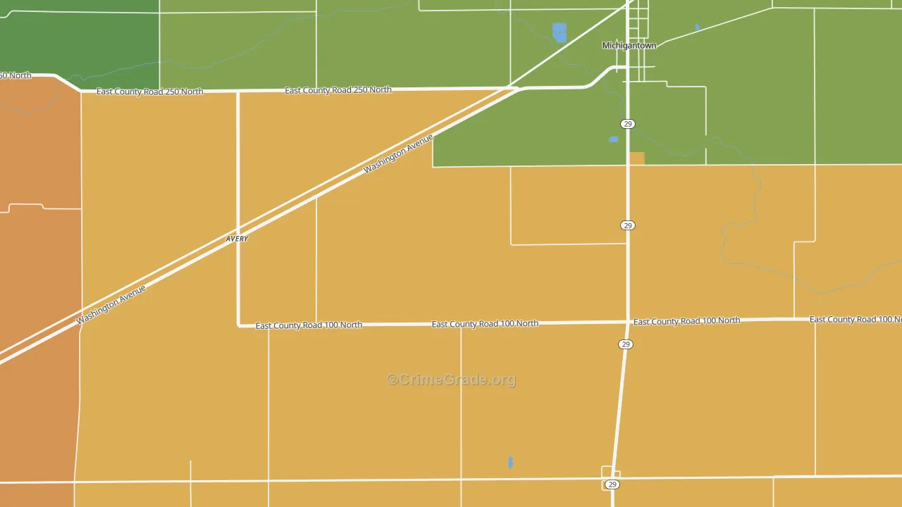 Avery, IN Map of Drug-Related Crime Rates