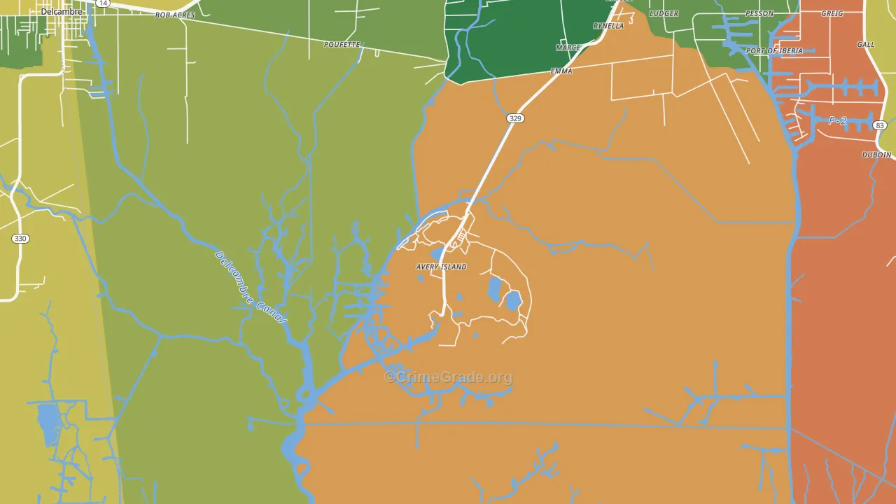 Avery Island, LA Map of Drug-Related Crime Rates