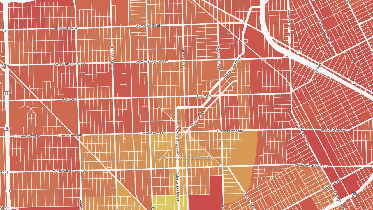 Aviation, Detroit, MI Map of Drug-Related Crime Rates