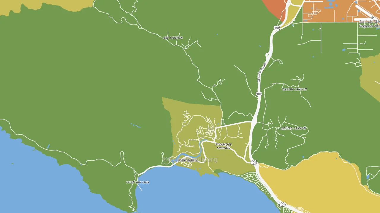 Avila Beach, CA Map of Drug-Related Crime Rates