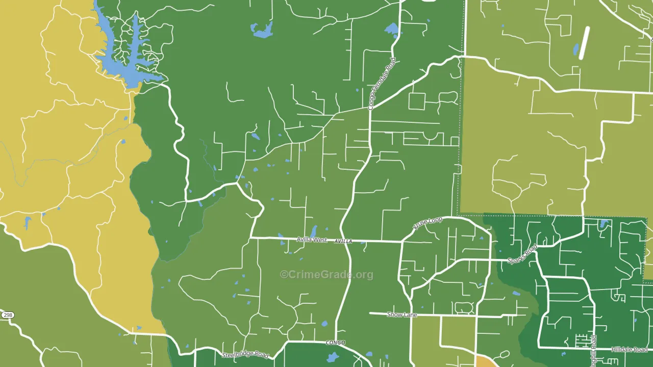 Avilla, AR Map of Drug-Related Crime Rates