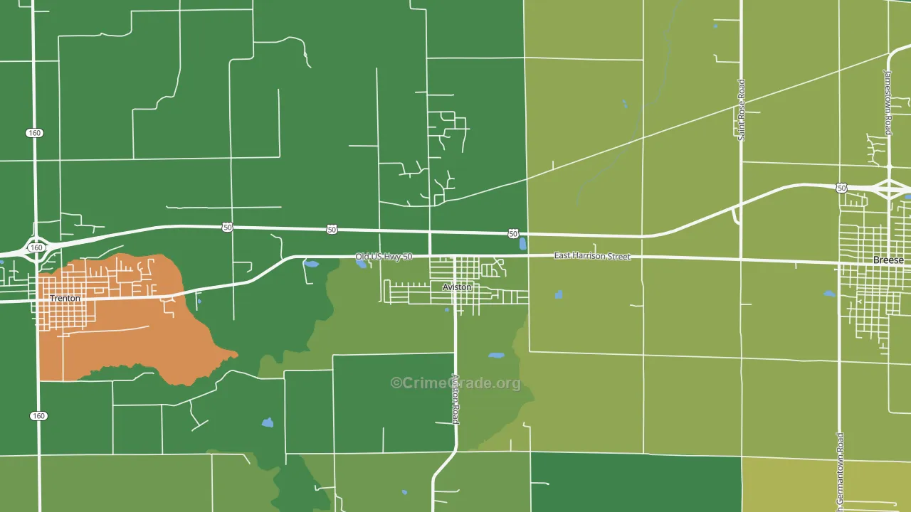 Aviston, IL Map of Drug-Related Crime Rates