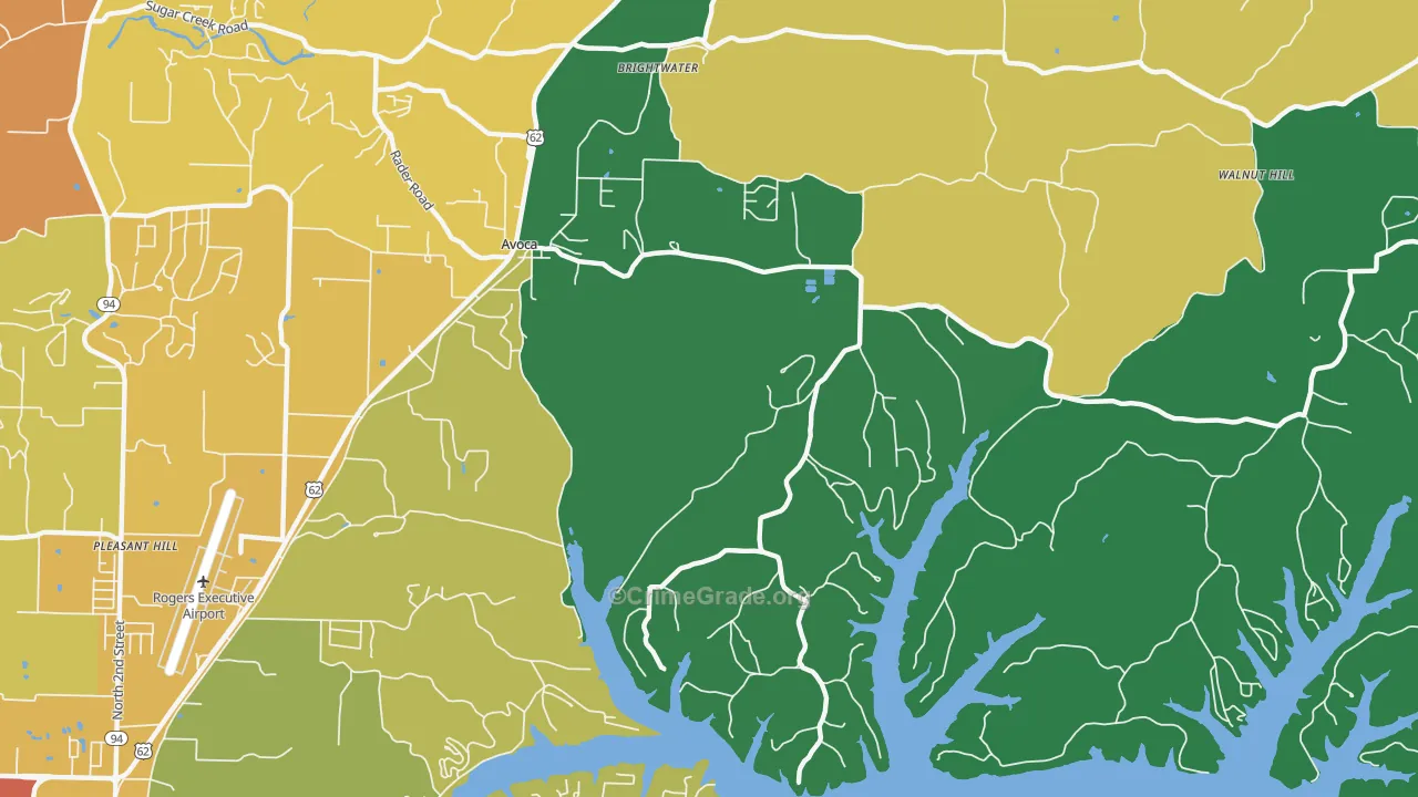 Avoca, AR Map of Drug-Related Crime Rates