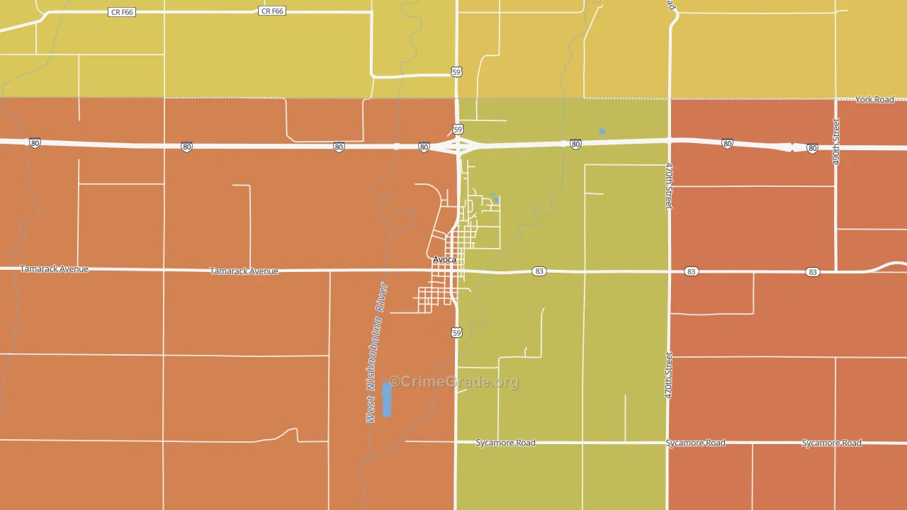 Avoca, IA Map of Drug-Related Crime Rates