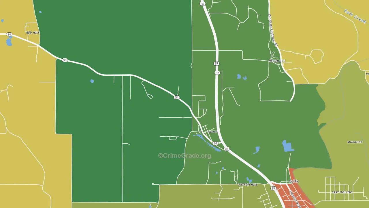 Avoca, IN Map of Drug-Related Crime Rates