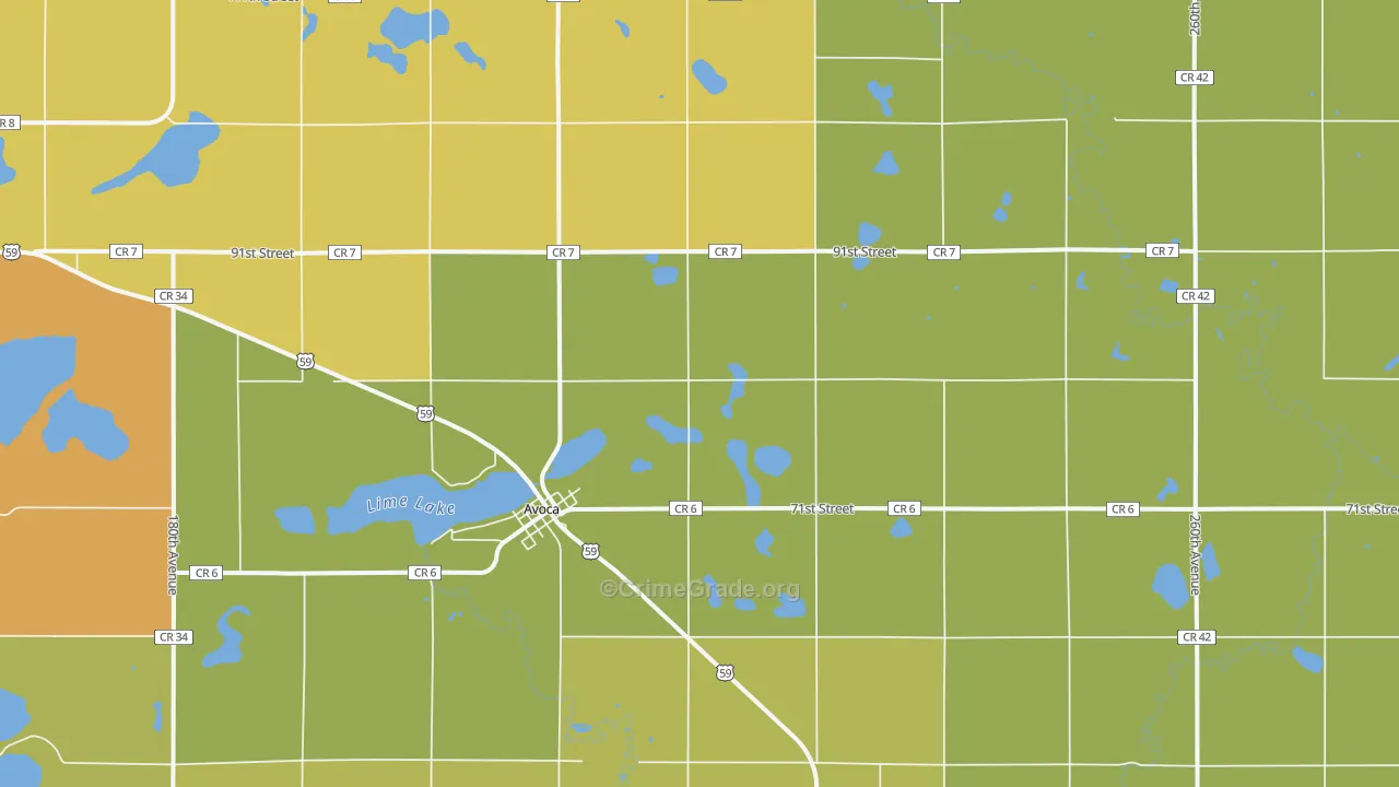 Avoca, MN Map of Drug-Related Crime Rates