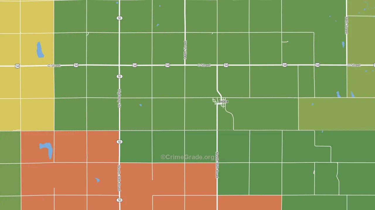 Avoca, NE Map of Drug-Related Crime Rates