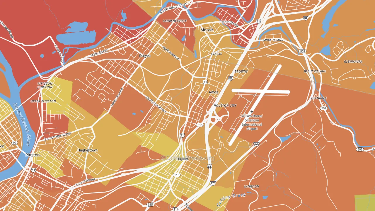 Avoca, PA Map of Drug-Related Crime Rates