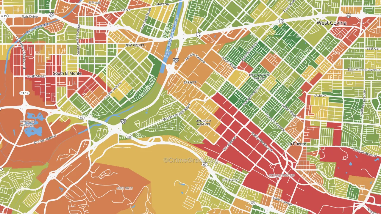 Avocado Heights, CA Map of Drug-Related Crime Rates