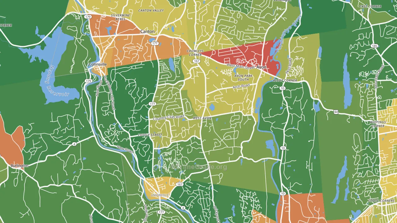 Avon, CT Map of Drug-Related Crime Rates