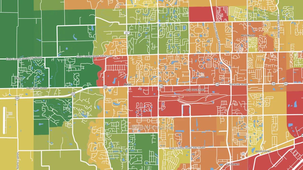 Avon, IN Map of Drug-Related Crime Rates