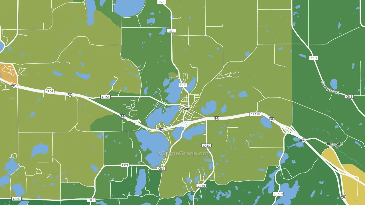 Avon, MN Map of Drug-Related Crime Rates