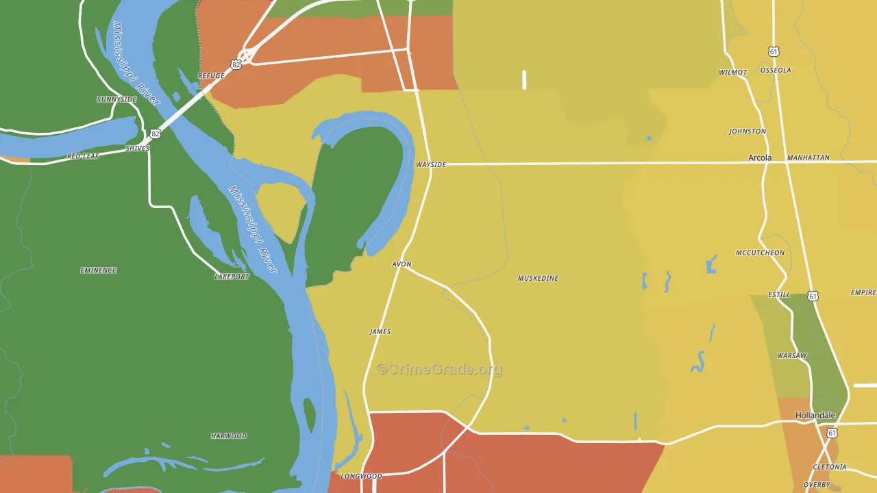 Avon, MS Map of Drug-Related Crime Rates