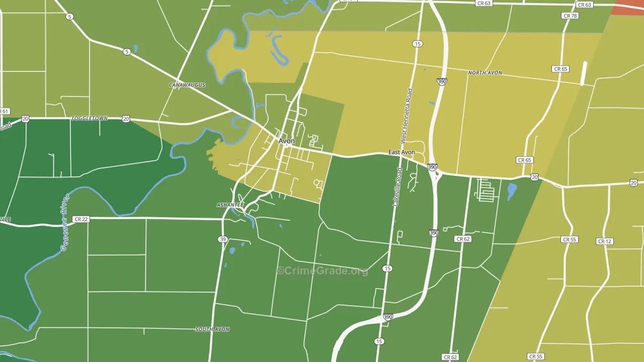Avon, NY Map of Drug-Related Crime Rates