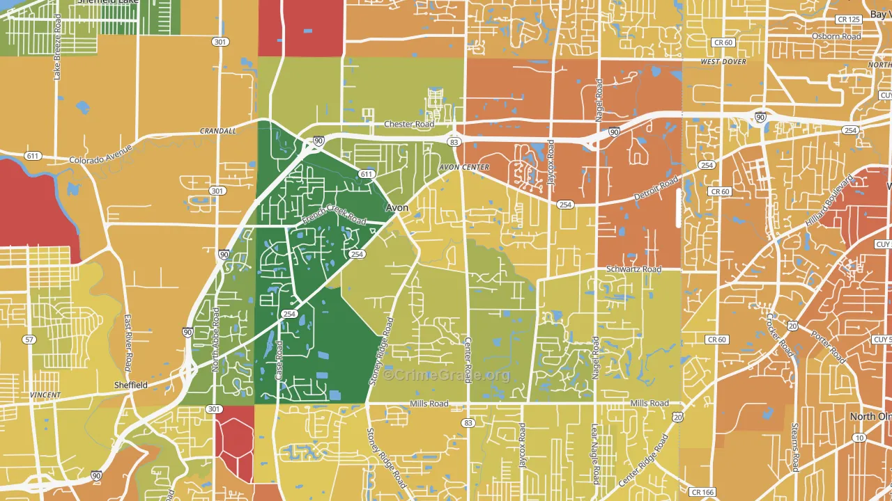 Avon, OH Map of Drug-Related Crime Rates