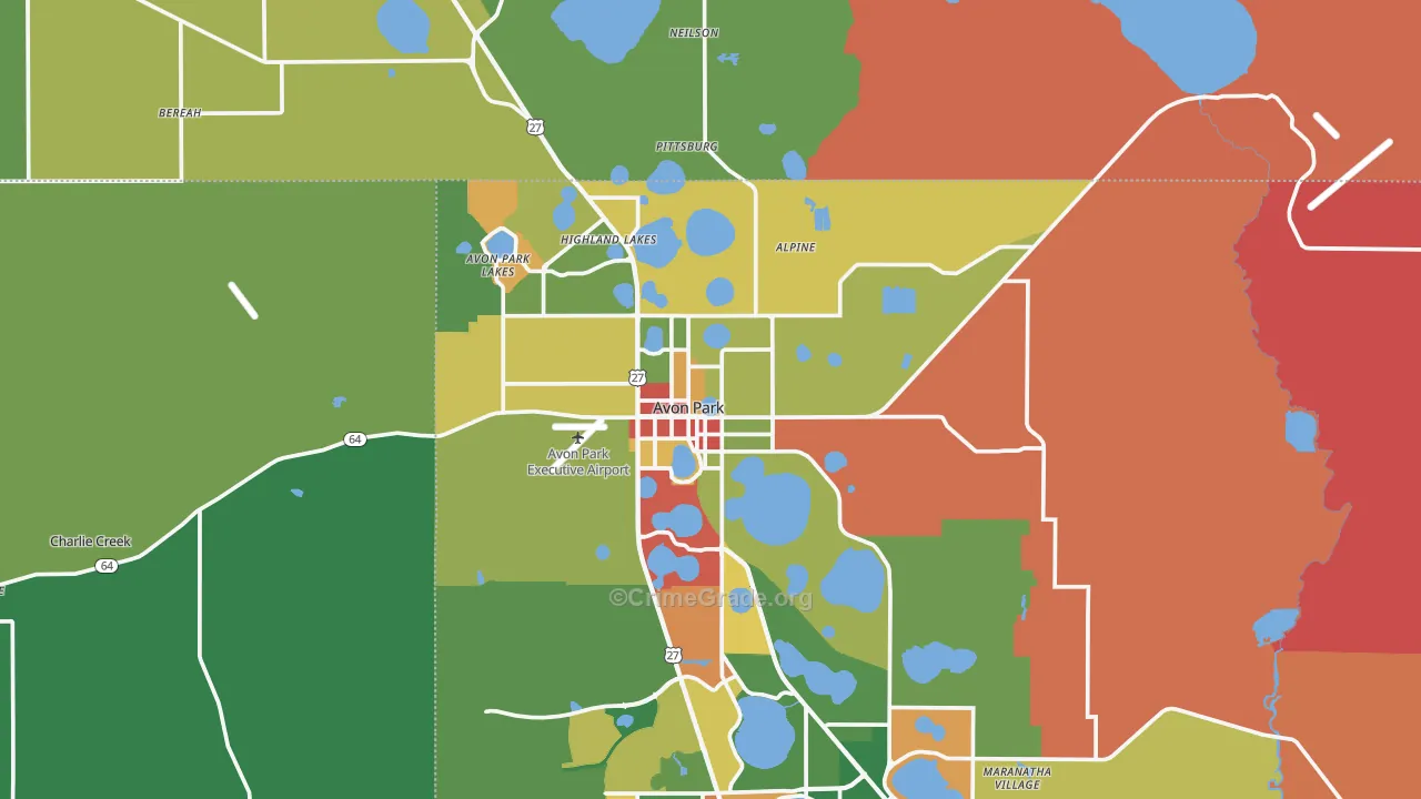 Avon Park, FL Map of Drug-Related Crime Rates