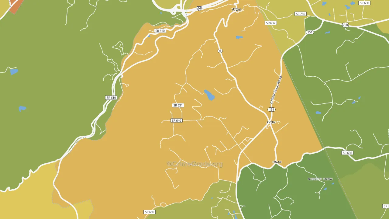 Avon, VA Map of Drug-Related Crime Rates