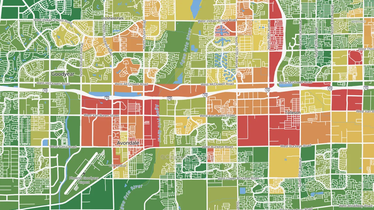 Avondale, AZ Map of Drug-Related Crime Rates