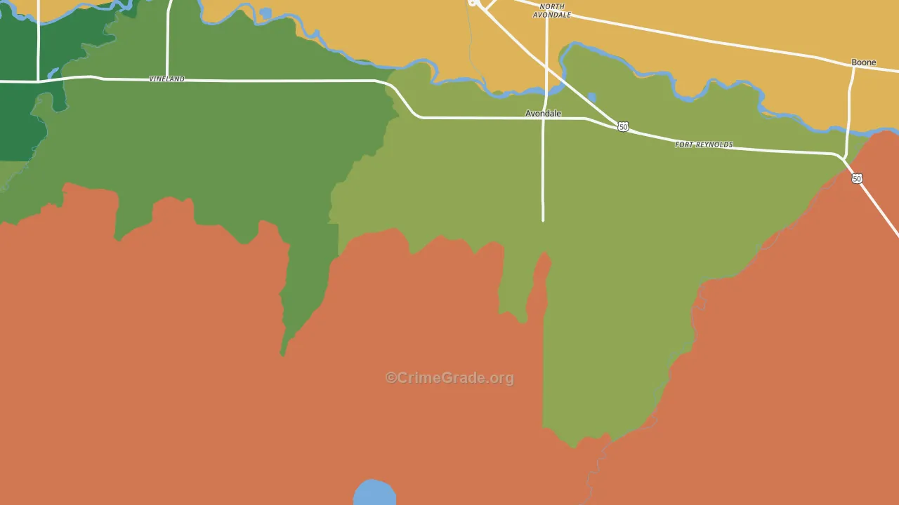 Avondale, CO Map of Drug-Related Crime Rates