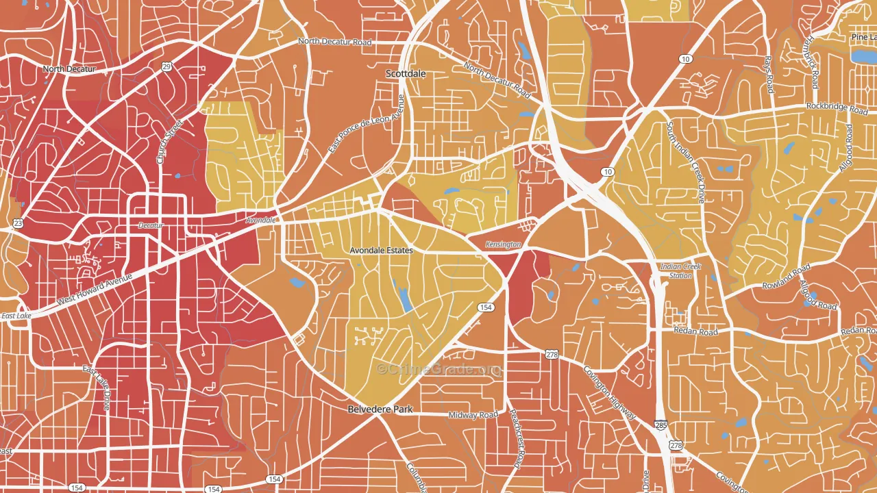 Avondale Estates, GA Map of Drug-Related Crime Rates