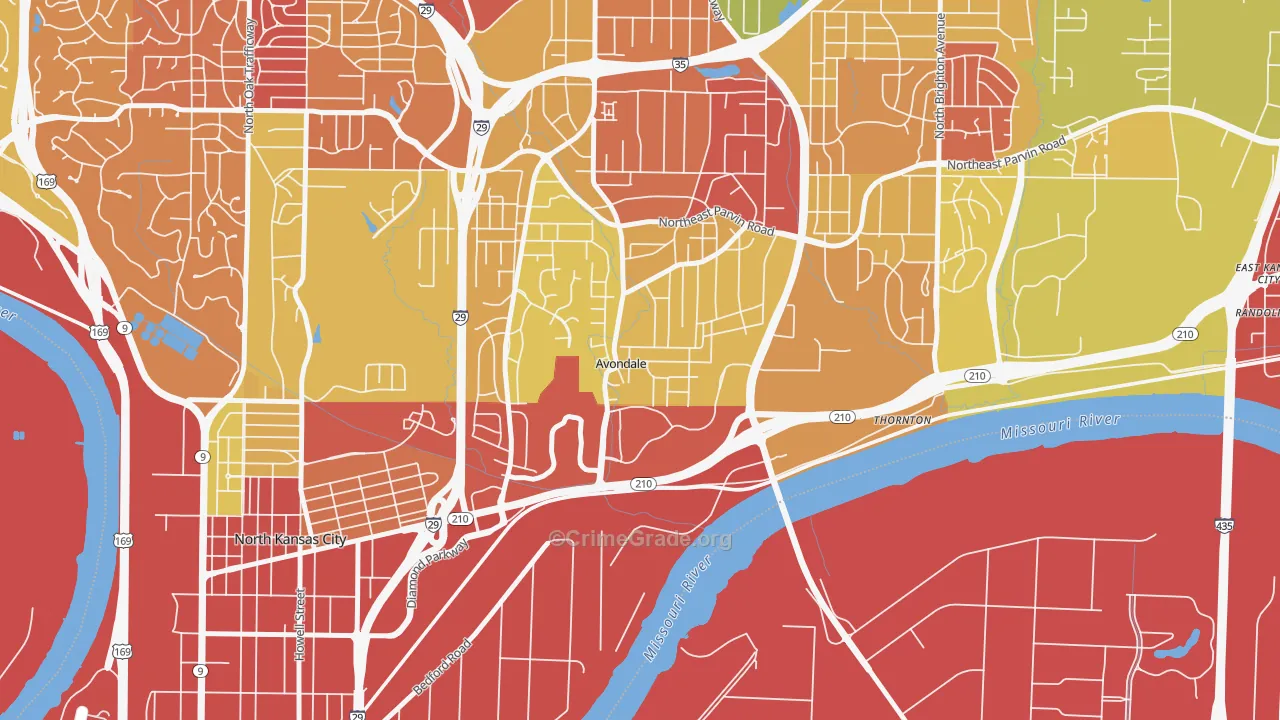 Avondale, MO Map of Drug-Related Crime Rates