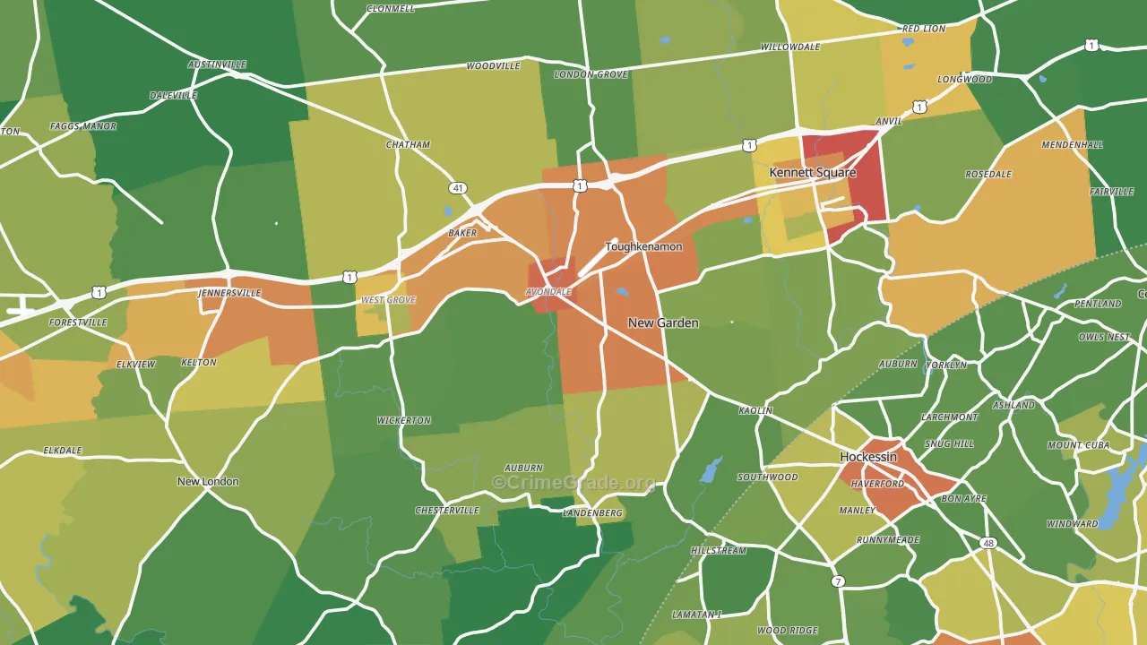 Avondale, PA Map of Drug-Related Crime Rates