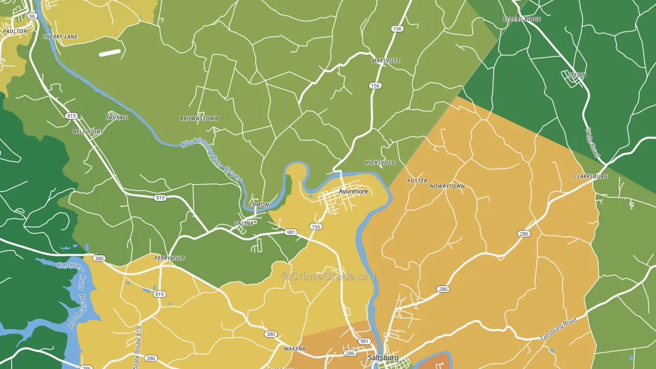 Avonmore, PA Map of Drug-Related Crime Rates