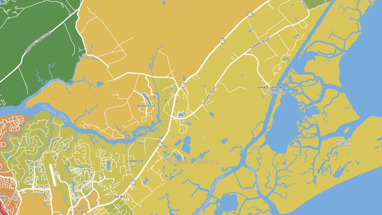Awendaw, SC Map of Drug-Related Crime Rates