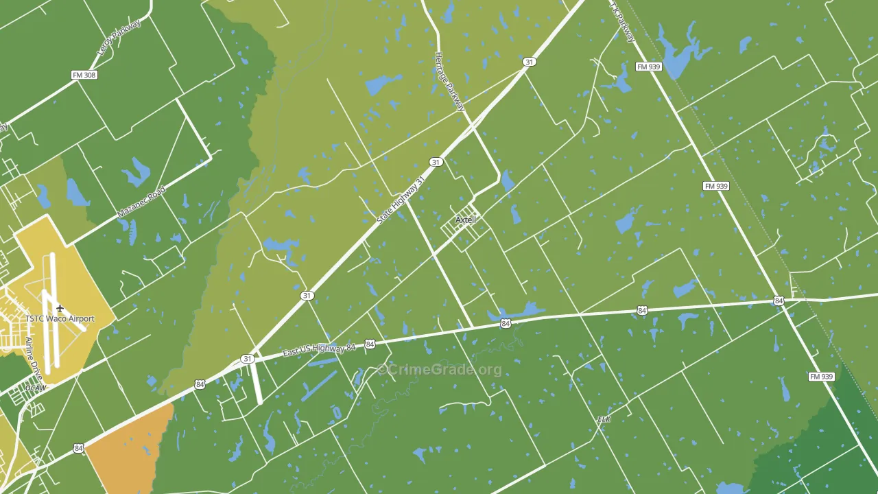 Axtell, TX Map of Drug-Related Crime Rates