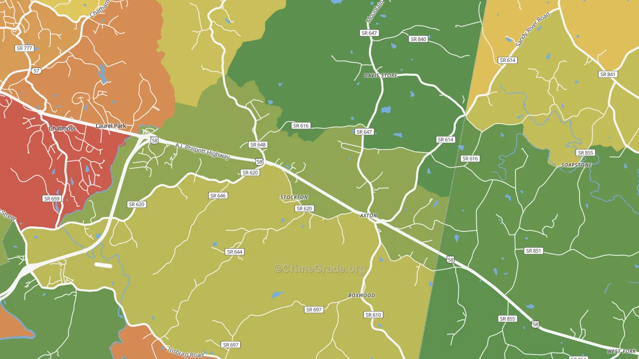 Axton, VA Map of Drug-Related Crime Rates