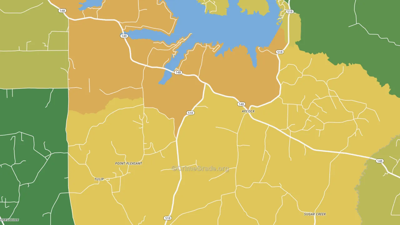 Aycock, LA Map of Drug-Related Crime Rates