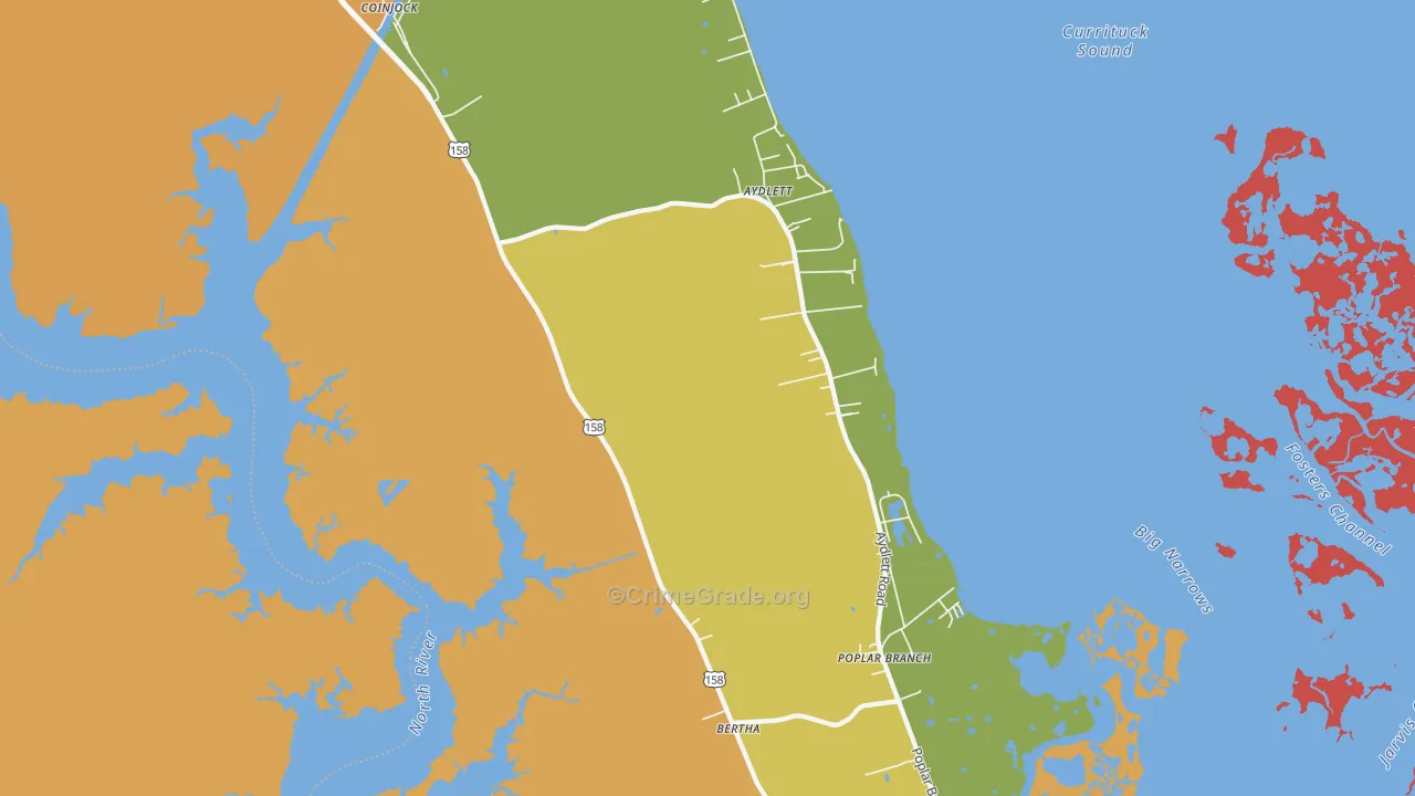 Aydlett, NC Map of Drug-Related Crime Rates