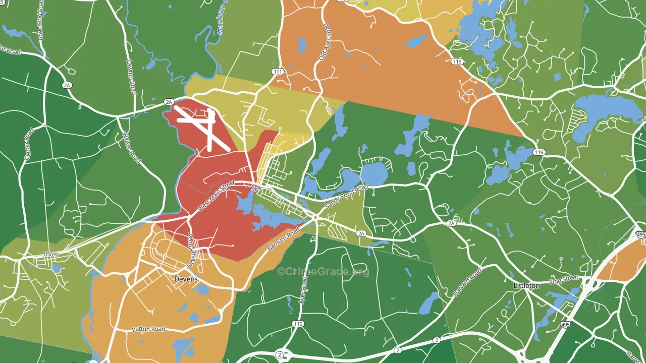 Ayer, MA Map of Drug-Related Crime Rates