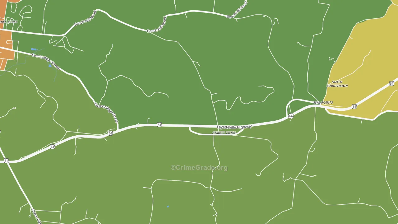 Aymett Town, TN Map of Drug-Related Crime Rates