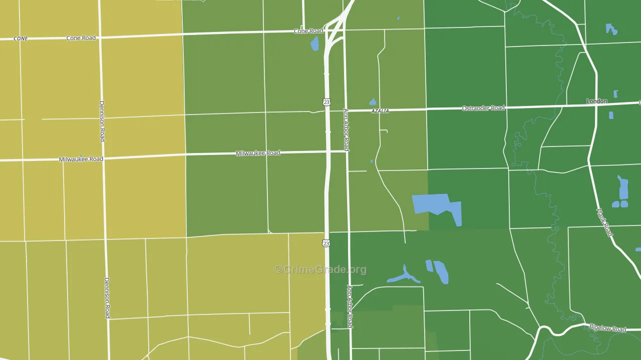 Azalia, MI Map of Drug-Related Crime Rates