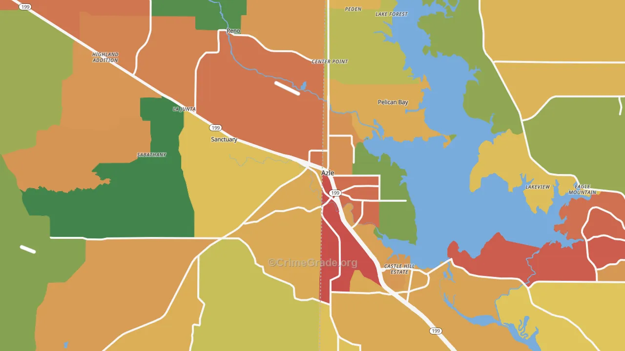 Azle, TX Map of Drug-Related Crime Rates