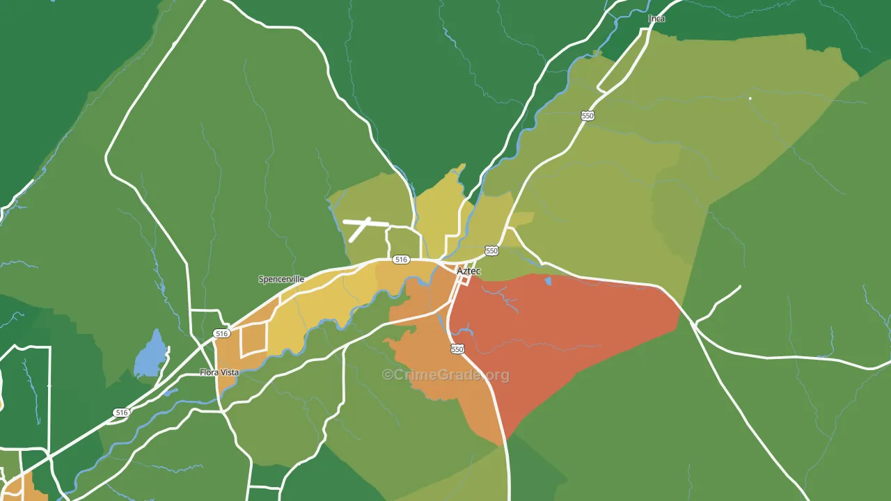 Aztec, NM Map of Drug-Related Crime Rates