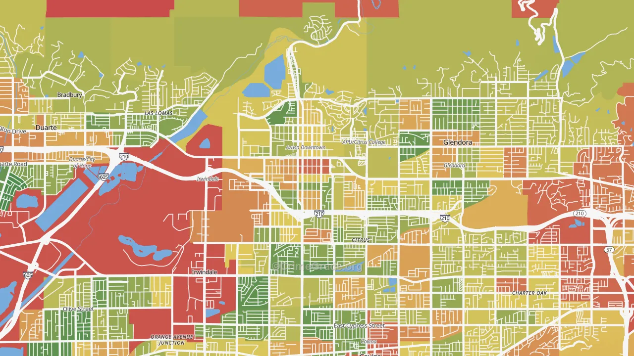 Azusa, CA Map of Drug-Related Crime Rates