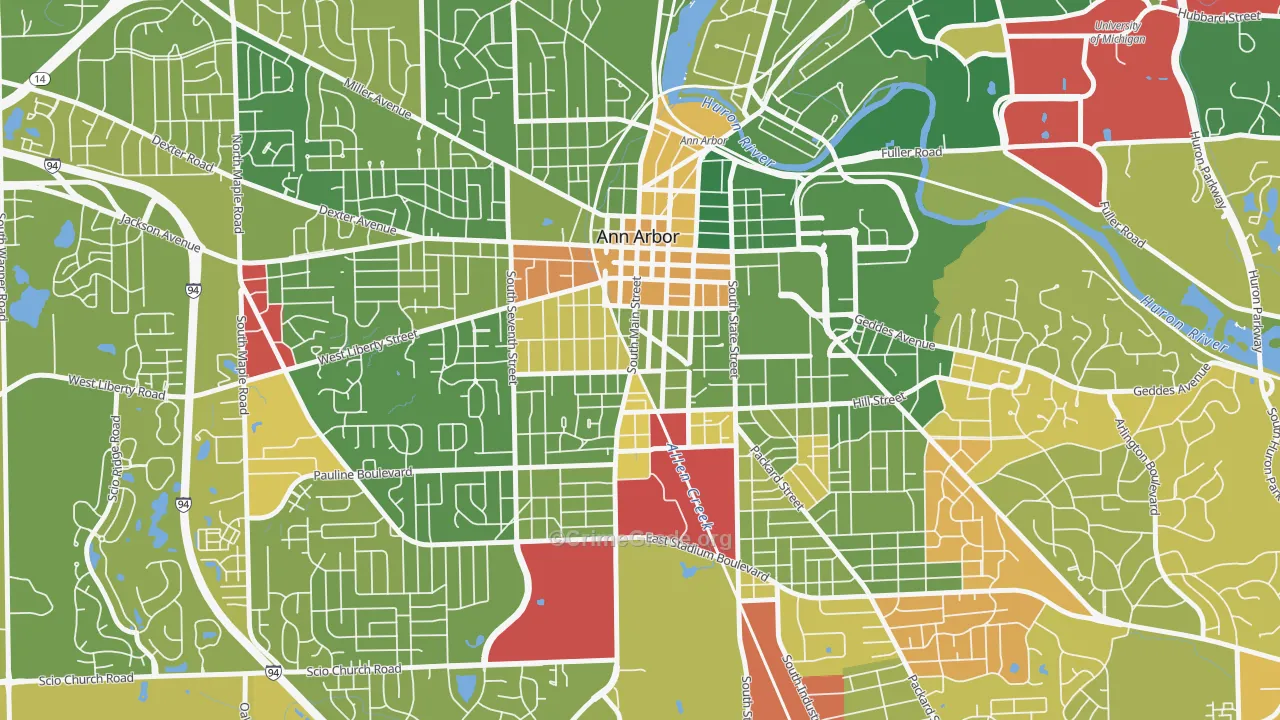 Bach, Ann Arbor, MI Map of Drug-Related Crime Rates