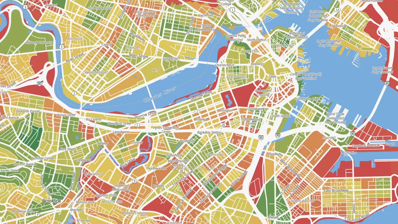 Back Bay, Boston, MA Map of Drug-Related Crime Rates