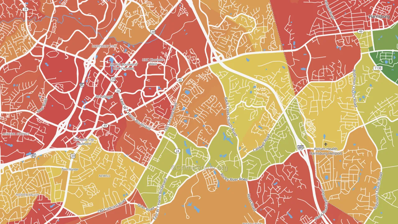 Back Creek Church Road, Charlotte, NC Map of Drug-Related Crime Rates