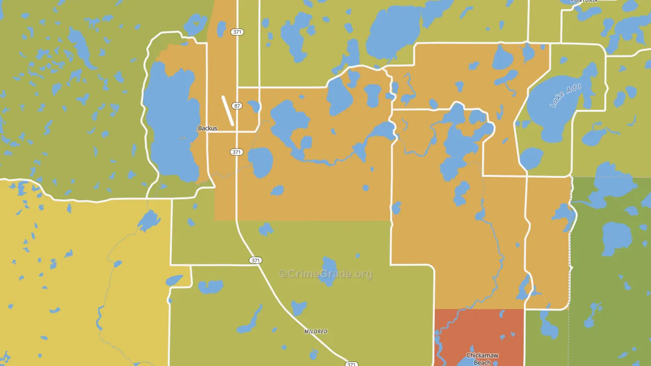 Backus, MN Map of Drug-Related Crime Rates