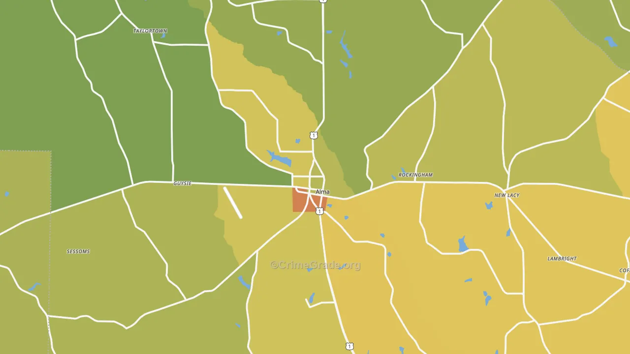 Bacon County, GA Map of Drug-Related Crime Rates
