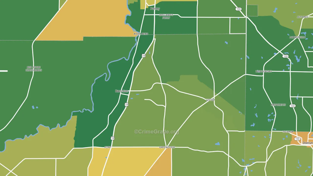Baconton, GA Map of Drug-Related Crime Rates