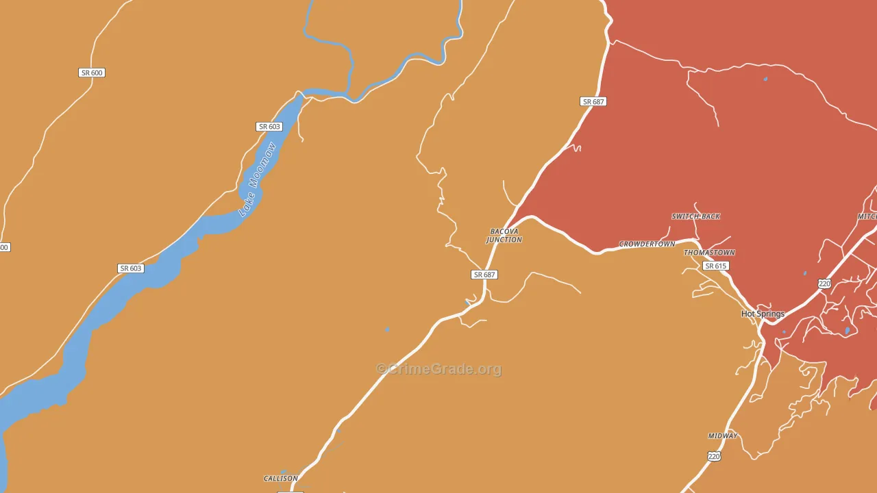 Bacova Junction, VA Map of Drug-Related Crime Rates