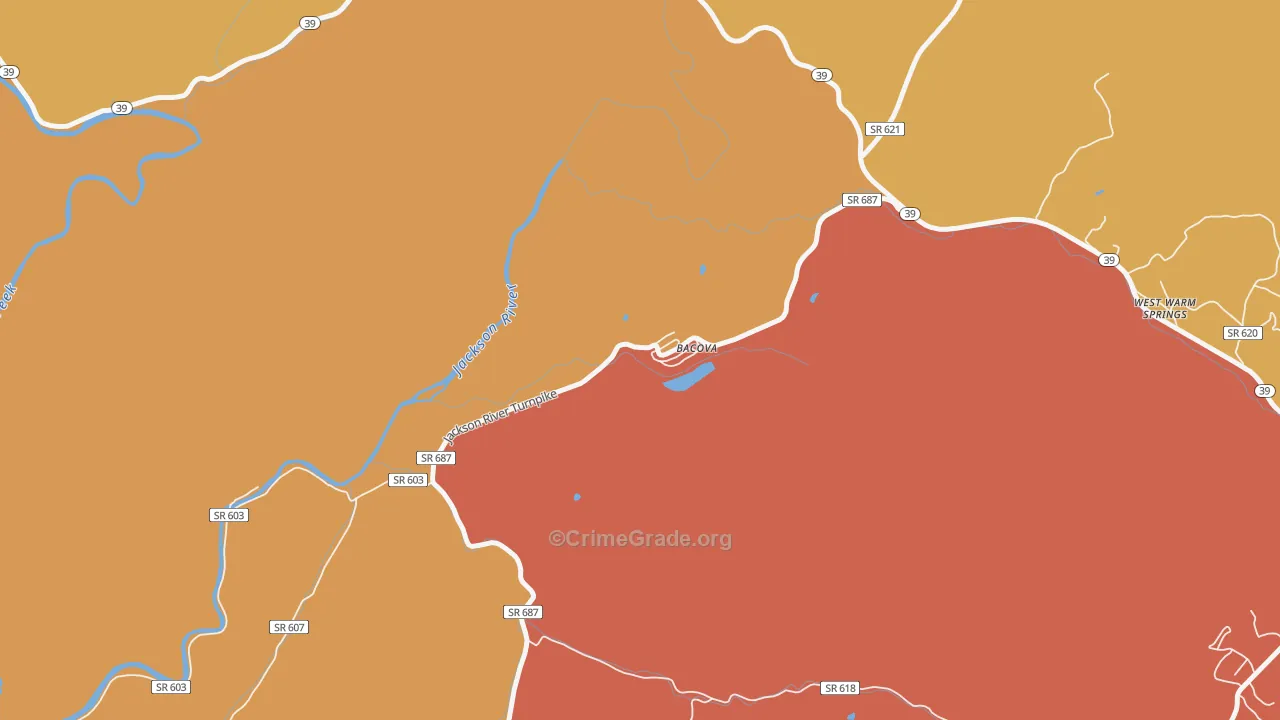 Bacova, VA Map of Drug-Related Crime Rates