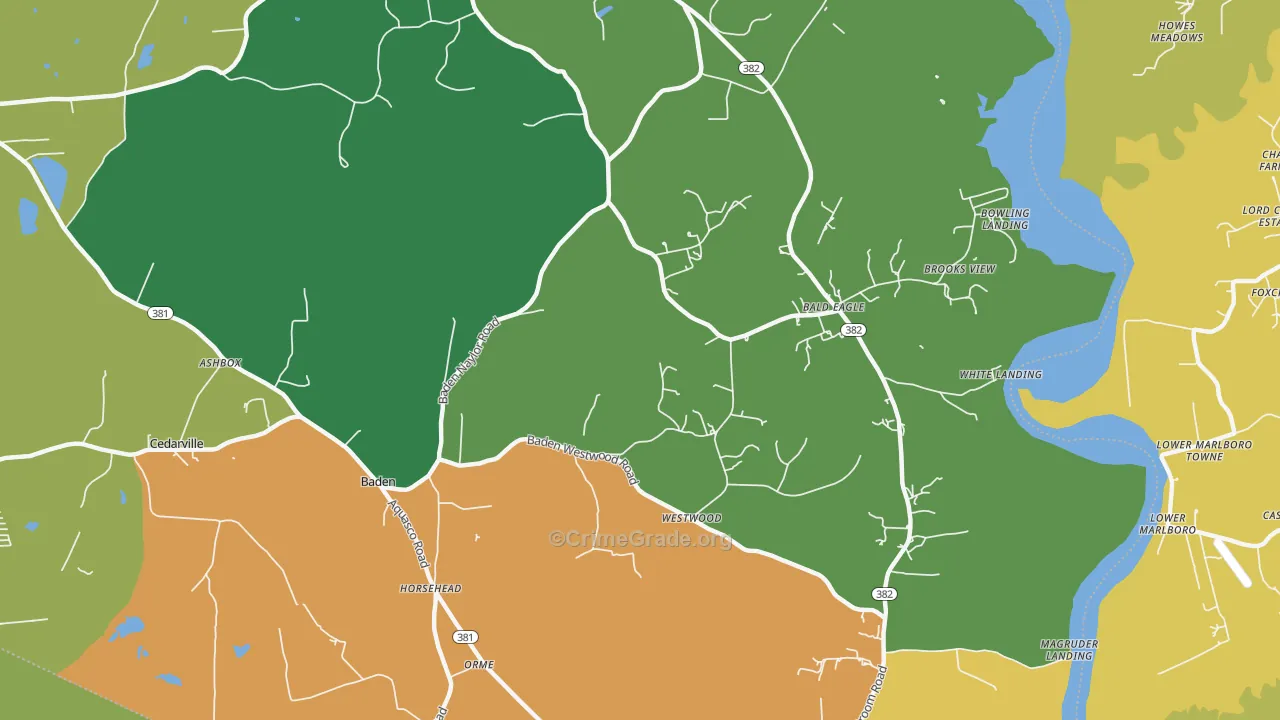 Baden, MD Map of Drug-Related Crime Rates