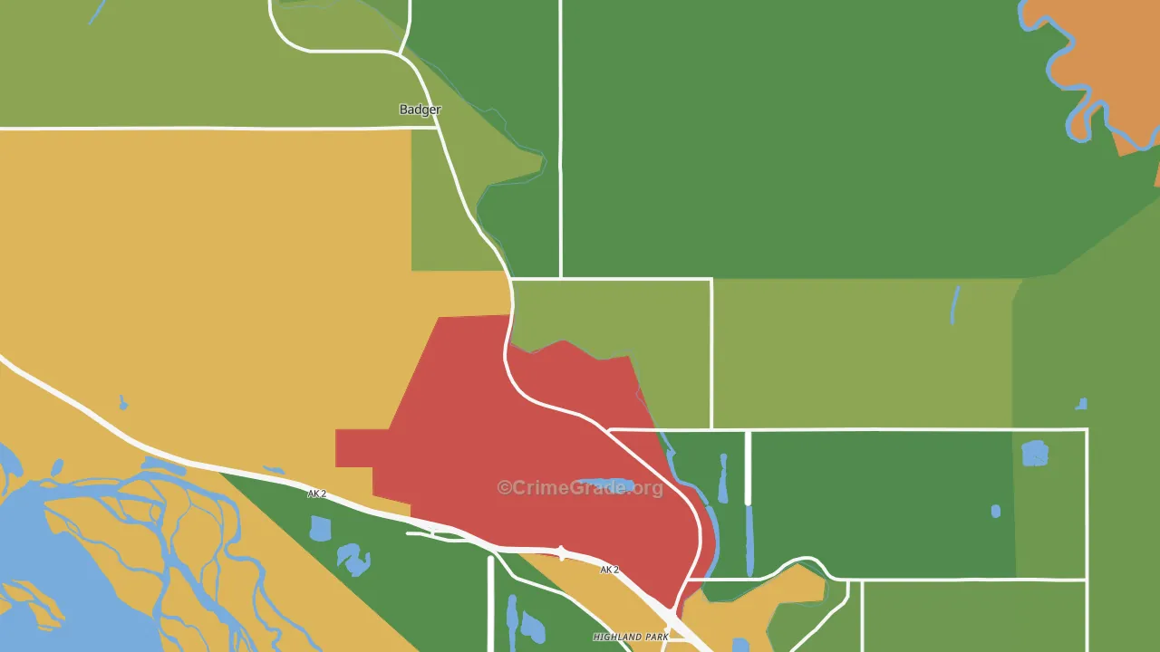 Badger, AK Map of Drug-Related Crime Rates