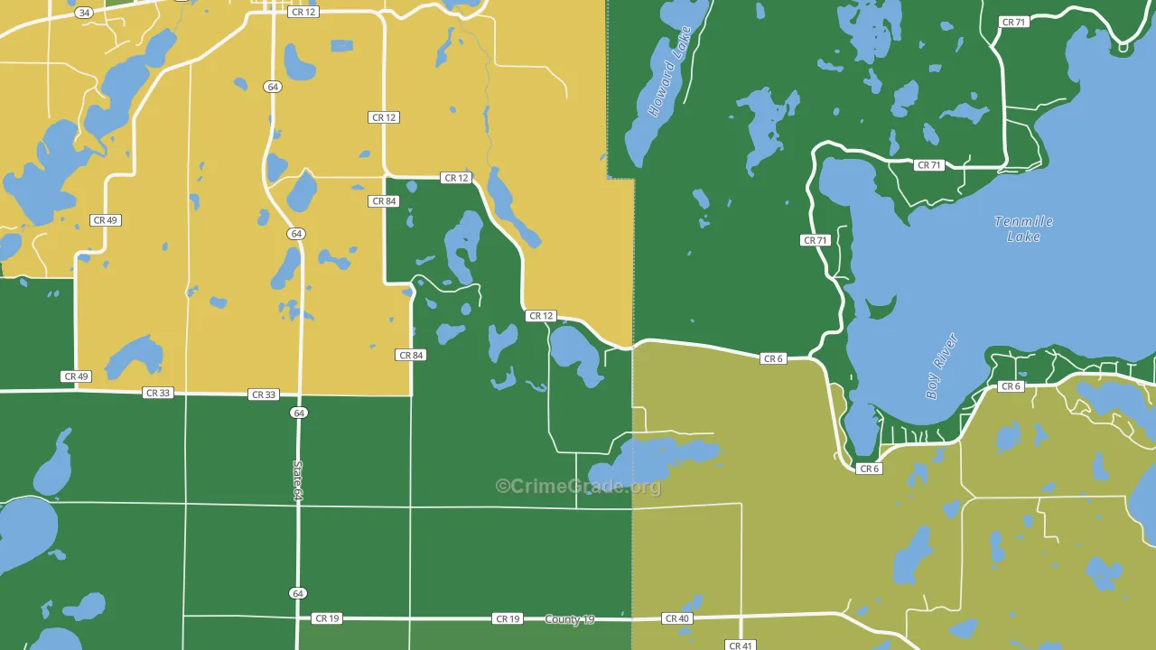 Badoura, MN Map of Drug-Related Crime Rates